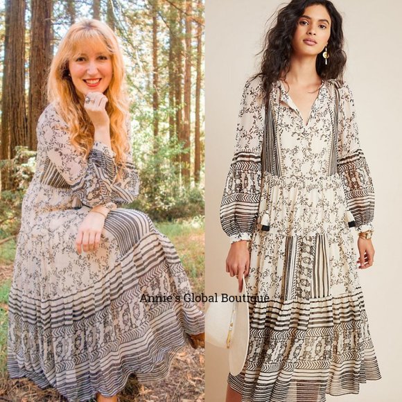 NWT ANTHROPOLOGIE Talulah Tiered Midi Dress. Size M - Picture 15 of 15